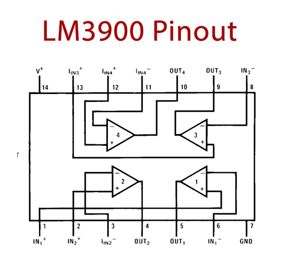 Figure1-LM3900 Op-Amp Pinout